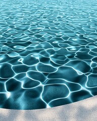 Wall Mural - A tranquil pool surface reflecting sunlight, showcasing beautiful ripples and a vibrant blue hue.
