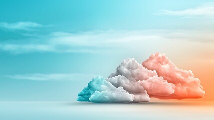 Wall Mural - a serene sky view featuring colorful clouds against a gradient background of blue and orange hues.