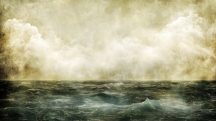Wall Mural - a textured seascape featuring turbulent waves and cloudy skies, evoking a sense of drama and mystery