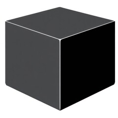 Poster - Black 3D Cube Icon in a Minimalist Isometric Style