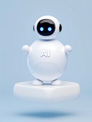 Poster - Futuristic AI chatbot with floating robot symbolizing advanced communication