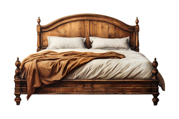 Wall Mural - Antique Wooden Bed on transparent background.