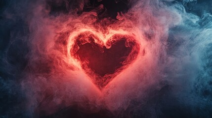 Poster - Heart Shape Created with Red Smoke Effect on Dark Background for Creative Design and Marketing Projects Related to Love, Emotion, and Romance