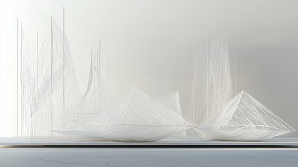 Poster - Abstract white geometric structures on a white surface.