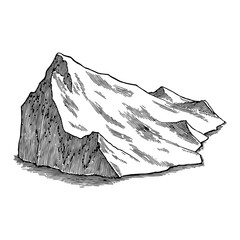 Wall Mural - glacier top view detailed black and white outline line art drawing engraving