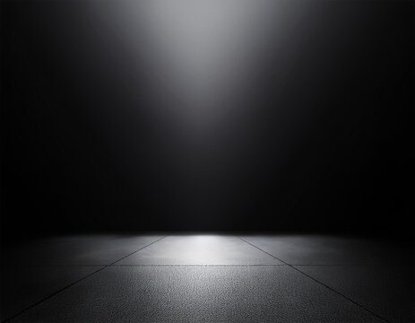 perspective floor backdrop black room studio with gray gradient spotlight backdrop background for di