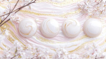 Aufkleber - Elegant white creamy swirls floral arrangement product photography soft background close-up beauty concept