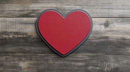 Poster - Red heart symbol on a rustic wooden background with natural textures and warm tones valentine day