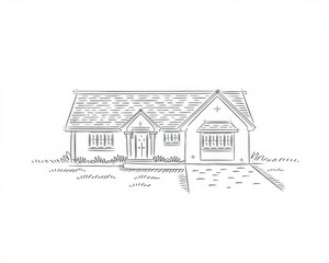 Canvas Print - A Simple Sketch of a Suburban House