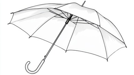 Wall Mural - Open Umbrella Outline, Black and White Vector Illustration for Coloring Pages and Design Elements