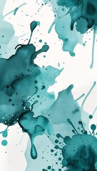 Sticker - Subtle teal watercolor splashes forming artistic and modern border backgrounds