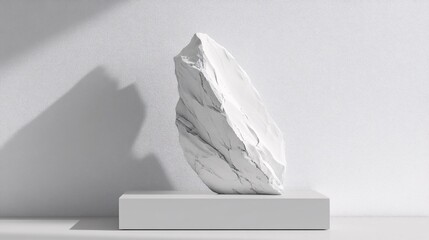 Poster - White balancing rock sculpture casting a shadow on white background