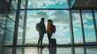 © Natalia Klenova - Couple Standing at Airport Gate with Luggage