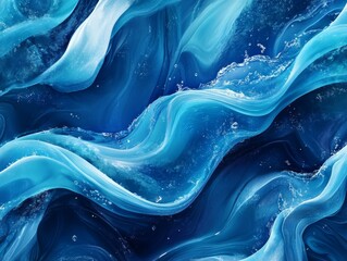 Poster - This captivating abstract piece represents the dynamic movement of ocean waves, showcasing a blend of blue shades with fluid patterns and sparkling highlights that draw the viewer in