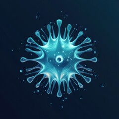 Leinwandbilder - Clean and simple virus illustration with smooth textures and vibrant blue colors showcasing a spherical structure. Generative AI