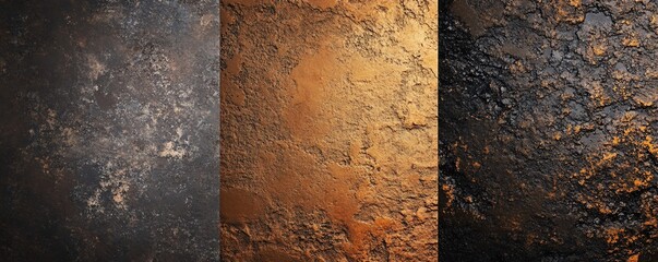 Aufkleber - Decorative stucco surface in gold, bronze and black colors