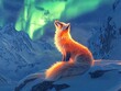 © JHONDOMINIC - Majestic Fire Fox Illuminated by Radiant Northern Lights in Snowy Landscape