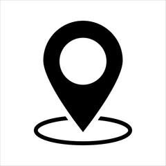 Fototapete - Location pin with circle, linear style icon. specific geographic location with a circular indicator. Editable stroke width