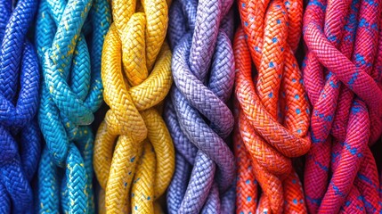 Poster - A series of vivid climbing ropes, arranged in a layered pattern, offering a bold and energetic background perfect for adventure-themed designs