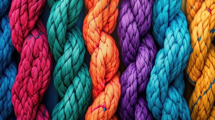 Poster - A series of vivid climbing ropes, arranged in a layered pattern, offering a bold and energetic background perfect for adventure-themed designs