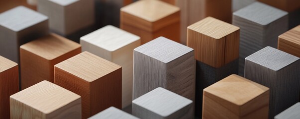 Poster - Wooden cubes forming an abstract pattern