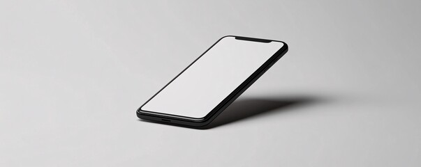 Poster - Modern smartphone with blank white screen leaning on white background
