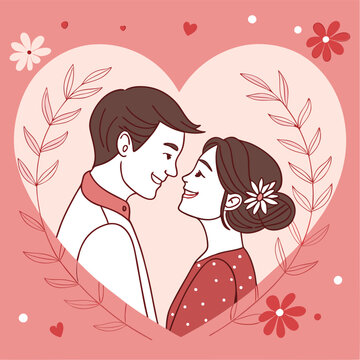 Valentine-card-with-people-couple-characters-in-lo