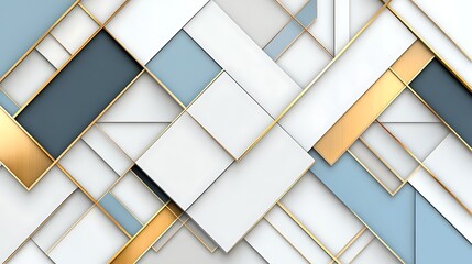 Wall Mural - Abstract Geometric Background  Gold  White    Blue Design