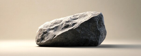 Poster - Large grey rock laying on a flat surface