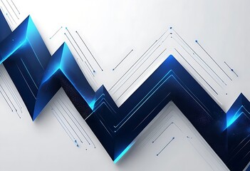 Poster - Abstract Blue Zigzag Geometric Design Background