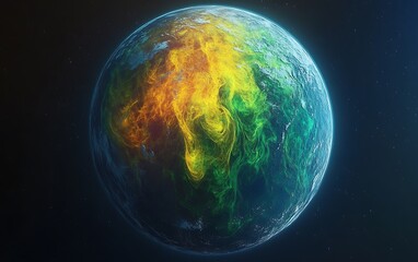 Poster - Colorful alien planet with swirling atmospheric gases in space