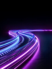 Fototapete - high speed light trails abstract background, technology wallpaper, neon glowing light motion effect, futuristic cyber tech backdrop