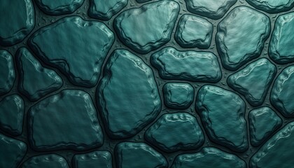 Poster - Dark teal colored stone pattern. Abstract natural stone surface texture. Modern design with textured stones. Geometric shapes create visual interest. Useable as background for website banner