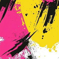 Aufkleber - Pink, yellow, black, white abstract painted background for modern design projects