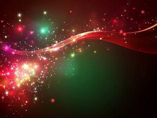 Poster - Red and green sparkling wave abstract background for festive designs