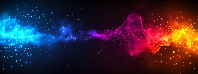 Poster - Colorful smoke trails flow across a dark background