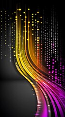Poster - Colorful light trails curve across dark backdrop, ideal for digital art projects