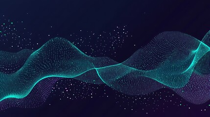 Poster - Abstract flowing wave particles digital data background visualization