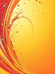 Poster - Abstract swirling red and orange lines with colorful dots on a gradient background