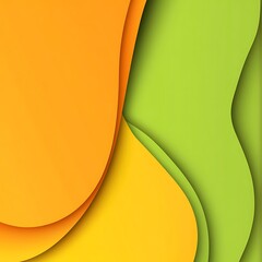 Aufkleber - Abstract orange and green layered paper waves background design