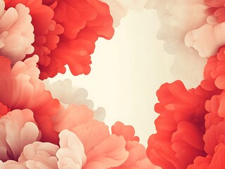 Aufkleber - Red, white abstract floral frame background for design