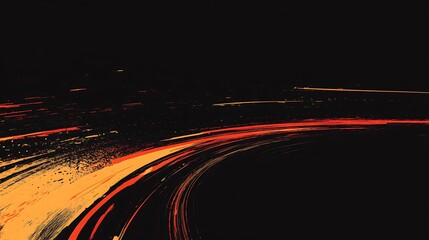 Poster - Light trails curving across dark backdrop, ideal for motion or speed themes
