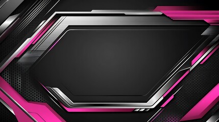 Aufkleber - Pink and silver metallic frame on dark tech background for presentations