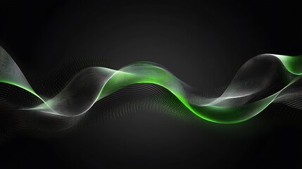 Poster - Green energy wave flowing on dark background for digital art