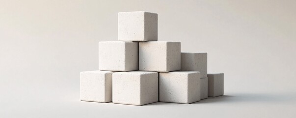 Aufkleber - White concrete cubes forming a pyramid on empty background