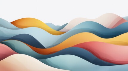 Poster - Abstract Colorful Waves in Fluid Motion Representing Calm and Serenity in Nature's Beauty