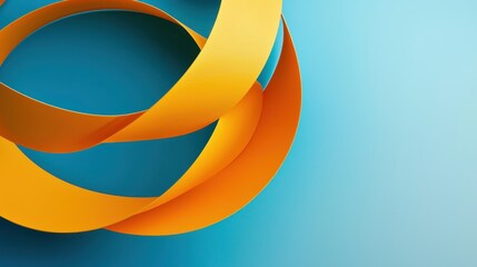 Poster - Bright Yellow and Blue Abstract Design with Curved Ribbons and Smooth Gradient Background