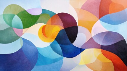 Aufkleber - colorful abstract swirls and shapes in watercolor style for creative and modern design projects