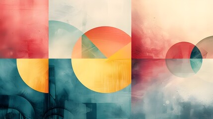 Poster - Abstract art circles watercolor painting canvas print modern wall art home decor artwork design