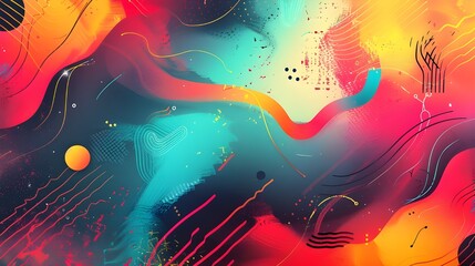 Poster - Abstract colorful artwork vibrant design modern contemporary painting digital illustration